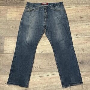 EXPRESS Mens Rocco Slim Fit Straight Leg Jeans 36x30 Dark Wash Denim